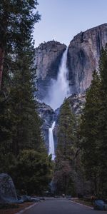 Nature,Trees,Stones,Waterfall,Cliff