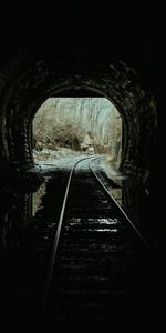 Nature,Arbres,Tunnel,Rails,Sombre