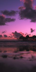 Nature,Nuages,Crépuscule,Jetée,Mer,Plage