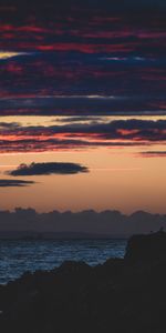 Nature,Nuages,Roches,Les Rochers,Horizon,Crépuscule,Mer