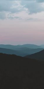 Nature,Twilight,Dusk,Hills,Mountains,Vertex,Fog,Tops