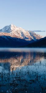 Nature,Montagne,Couvert De Neige,Eau,Herbe,Snowbound,Lac