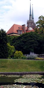 Nature,Water Lilies,Tower,Pond,Courtyard,Peaks,Spades,Garden,Yard