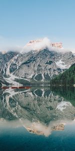 Nature,Réflexion,Eau,Lac,Rive,Banque,Montagnes,Bateaux