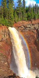 Cascada,Agua,Arco Iris,Roca,Naturaleza