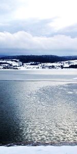 Nature,Water,Snow,Lake,Smooth,Surface,Ice,Clouds,Cold,Overflow,Overflows