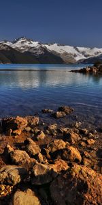 Nature,Water,Stones,Lake,Shore,Bank,Mountains,Transparent