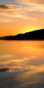 Nature,Water,Sunset,Hill,Reflection,Silhouette