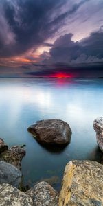 Naturaleza,Agua,Puesta Del Sol,Horizonte,Lago,Stones,Paisaje