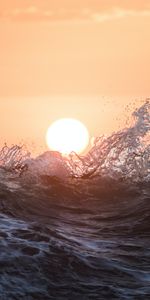 Nature,Water,Sunset,Sun,Spray,Waves