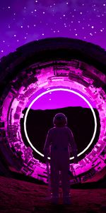 Neon,Ring,Glow,Cosmonaut,Dark