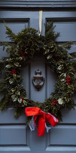 New Year,Christmas,Decoration,Holidays,Door,Wreath