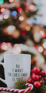 New Year,Christmas,Inscription,Boquet,Bokeh,Mug,Holidays,Glare,Cup