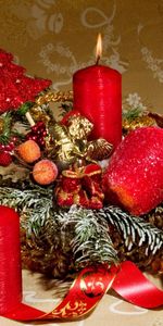 New Year,Decorations,Candles,Christmas,Christmas Tree,Holidays