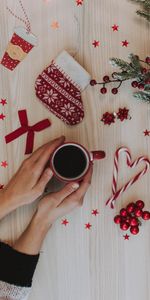 New Year,Decorations,Christmas,Hands,Holidays,Cup