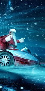 New Year,Santa Claus,Inscription,Presents,Gifts,Blizzard,Holidays,Night,Christmas,Snowstorm