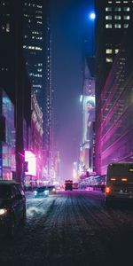 New York,Movement,Traffic,United States,Night City,Usa,City Lights,Skyscrapers,Street,Cities