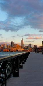 New York,Water,Skyscrapers,Evening,Embankment,Quay,Ny,Cities,Sunset,City