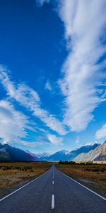 New Zealand,Sky,Road,Track,Route,Highway,Mountains,Clouds,Nature