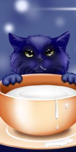 Nice,Sweetheart,Milk,Kitty,Kitten,Cup,Art