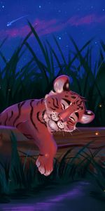 Nice,Sweetheart,Sleep,Tiger Cub,Tiger,Dream,Art