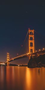 Night,Bridge,Golden Gate,San Francisco,Cities,City Lights