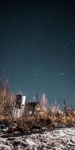 Nature,Imeuble,Bâtiment,Buissons,Abandonné,Ciel Étoilé,Nuit,Campagne