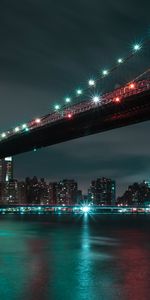 Brooklyn,Lumières De La Ville,Ville De Nuit,Villes,Pont,Etats Unis,États Unis,Illumination,Rétroéclairage