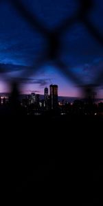 Night City,Skyscrapers,Fence,Cities,Dark