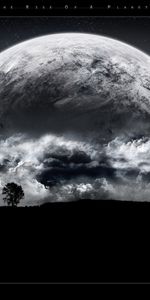 Night,Clouds,Landscape,Planets