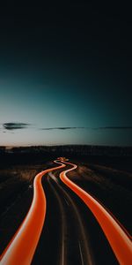 Night,Dark,Backlight,Illumination,Winding,Sinuous,Road