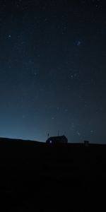 Night,Dark,Silhouette,Starry Sky,House