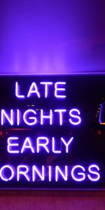 Night,Morning,Inscription,Words,Neon