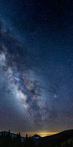 Noche,Montañas,Oscuro,Paisaje,Vía Láctea,Cielo Estrellado