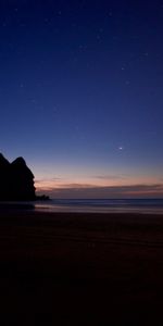 Noche,Roca,Oscuro,Mar,Playa