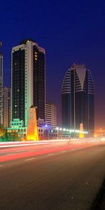 Night,Shine,Light,Road,Movement,Traffic,Fearsome,Grozny,Cities,City