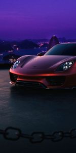 Ночь,Порш (Porsche),918,Тачки (Cars),Вид Сбоку