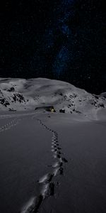 Night,Traces,Nature,Mountains,Snow,Winter