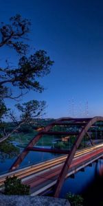 Ciudades,Ríos,Madera,Árbol,Puente,Noche