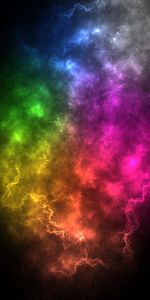 Outbreaks,Motley,Flash,Lightning,Abstract,Multicolored,Cosmic,Energy,Nebula,Space