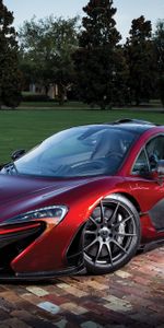 P1,Макларен (Mclaren),Спорткар,Красный,Вид Сбоку,Тачки (Cars)