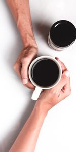 Pair,Cup,Hands,Coffee,Couple,Minimalism