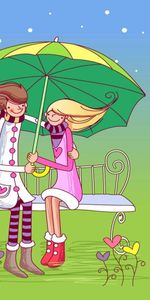 Pair,Date,Bench,Couple,Umbrella,Love