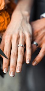 Pair,Newlyweds,Rings,Hands,Couple,Love