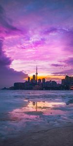 Panorama,Evening,City,Toronto,Canada,Cities