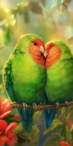 Parrots,Romance,Sweetheart,Nice,Birds,Art