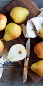 Pears,Towel,Knife,Food,Fruits