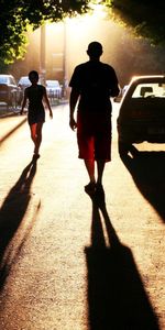 People,Miscellanea,Miscellaneous,Road,Shadow,Evening,Cars,Silhouettes