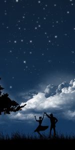 Árboles,Cielo,Noche,Personas,Estrellas,Nubes,Dance,Imágenes