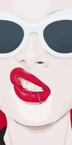 Piercing,Lips,Girl,Vector